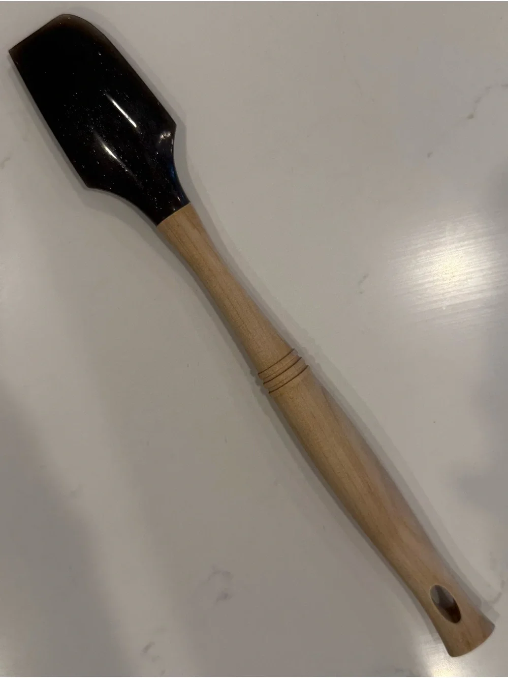 Le Creuset Black Silicone and Wood Spatula Rare Left Handed NEW